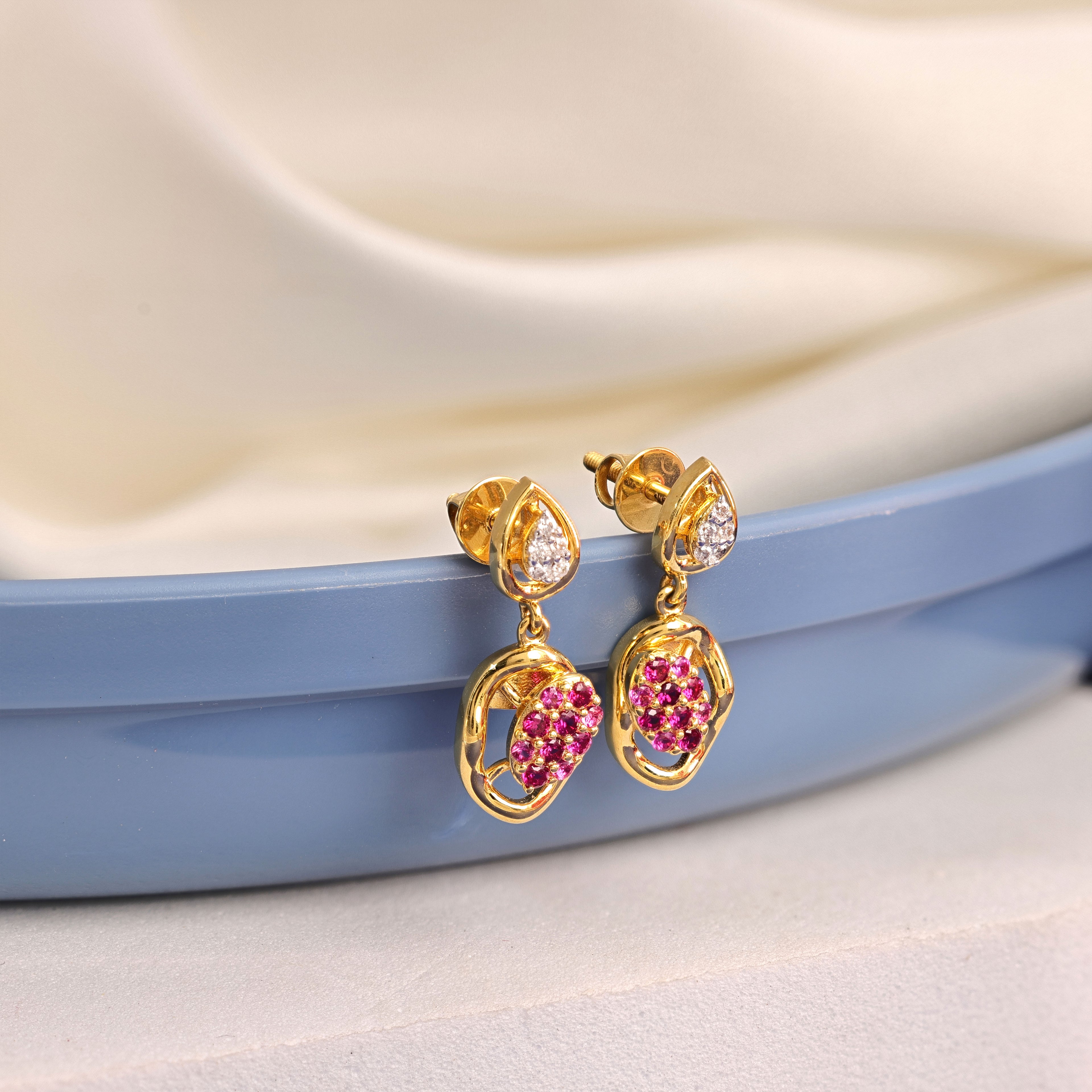 Vibrant Teardrop Gold Earrings