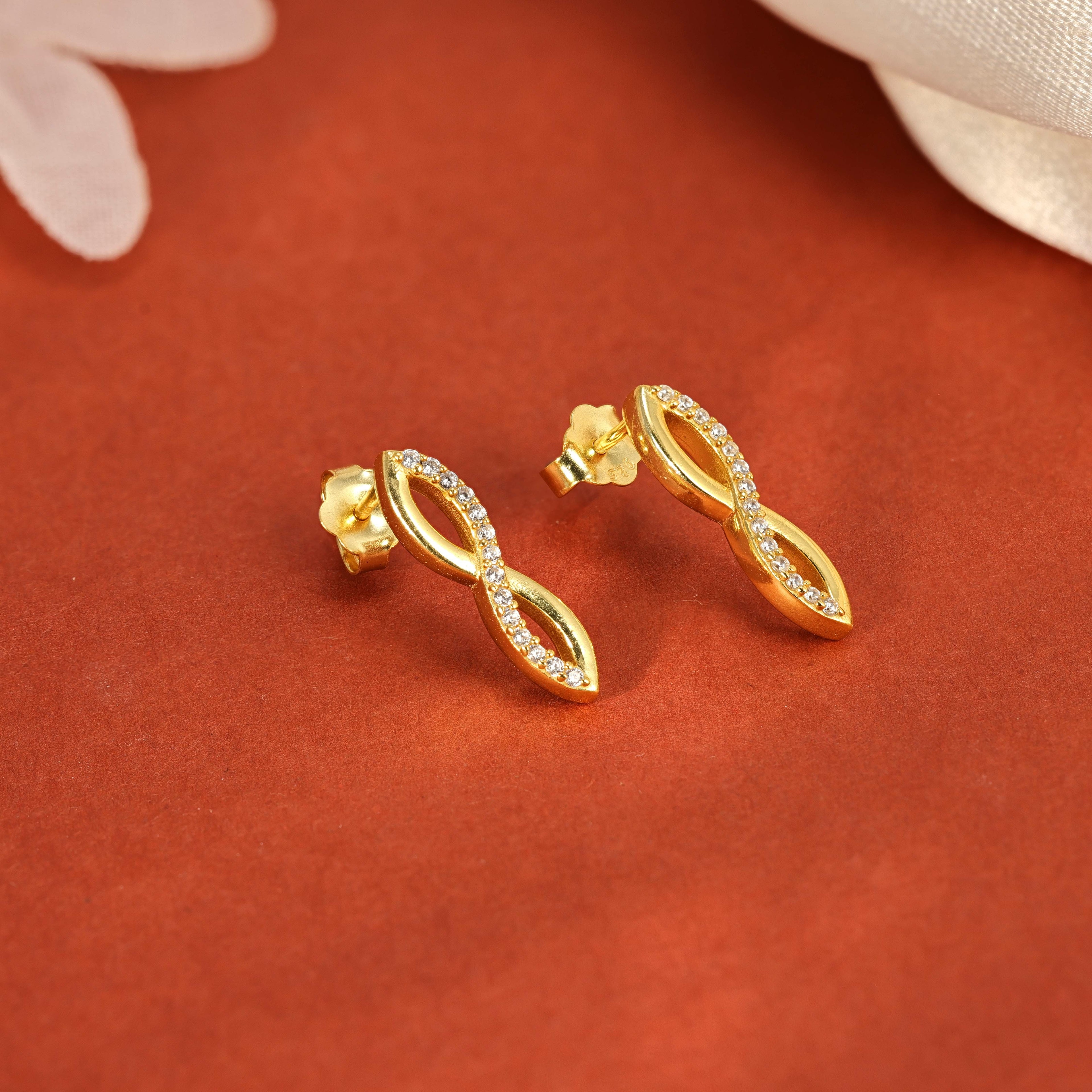 Modern Silver Infinity Stud Earrings